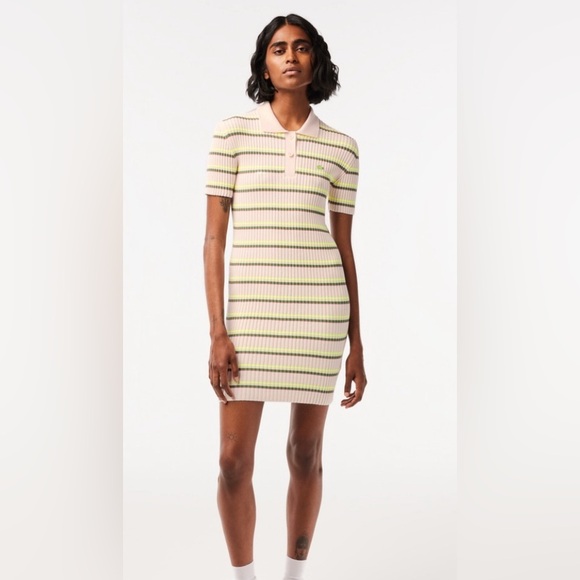 LACOSTE Striped Polo Dress - Picture 1 of 8